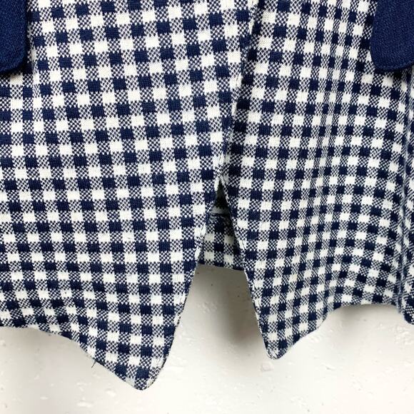 Vintage d'knits Womens Gingham Blazer 3 Button Navy White Notch Collar Medium - Picture 11 of 12